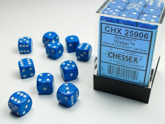 Speckled 12mm D6 Dice Blocks (36) Water